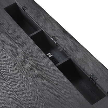 70 inch classic and traditional executive desk with metal trim, writing desk with 2 file drawers, USB ports, and sockets, black