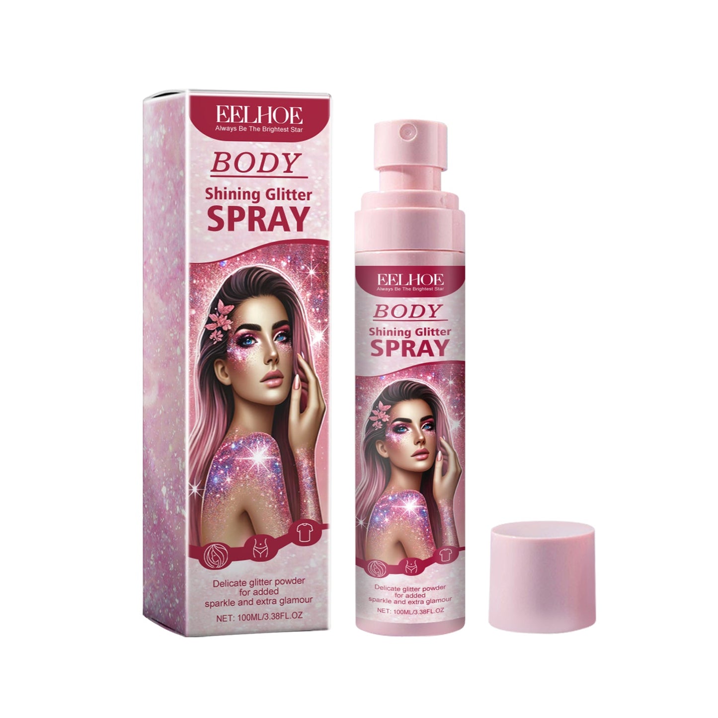 Stage Makeup Glitter Spray Facial Clavicle Brightening Glitter Natural Stereoscopic Long-Lasting Highlighter Spray