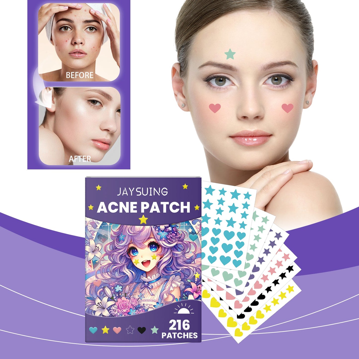 Color Acne Patch Covering Acne Print Face Patch For Comfort And Smoothness