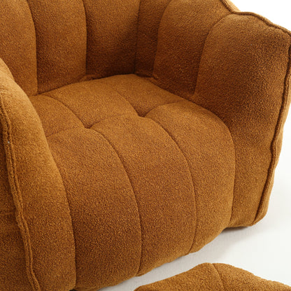 Soft Bean Bag Chair with High Resilient Foam(Chips)for living room and bedroom Comfortable Square Lazy Sofa with Footstool