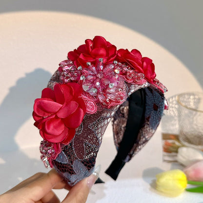 Handmade fabric flower headband and water diamond headband