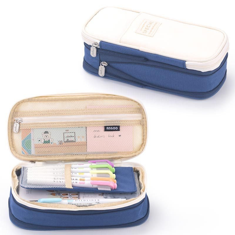 Macaron color block can transform into a large capacity upgraded pencil case stationery