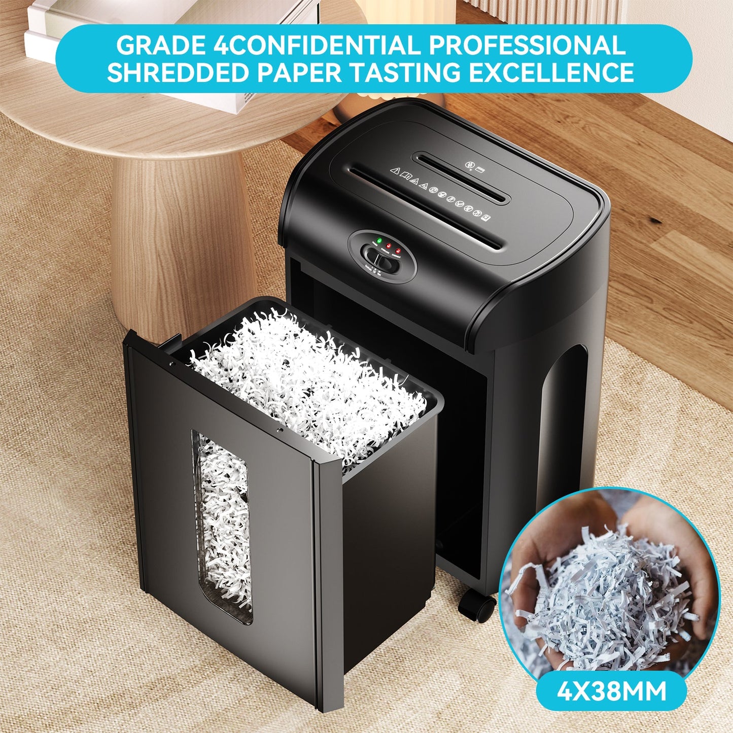 Paper Shredder Cross Cut 15 Sheets Heavy Duty Low Noise Large Capacity Paper Cutter