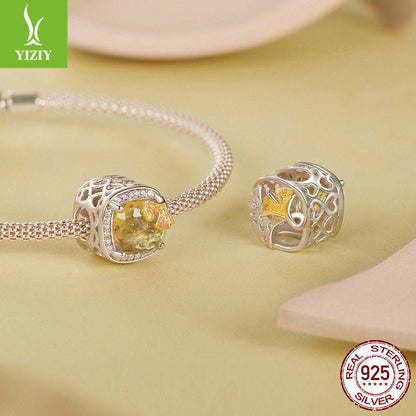 Silver Charm Original Autumn Golden Ginkgo Leaf DIY Bracelet Beads Luxurious Shining s925 Pure Silver Beads Loose Beads