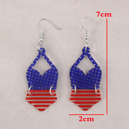 US Flag Pattern Acrylic Earrings