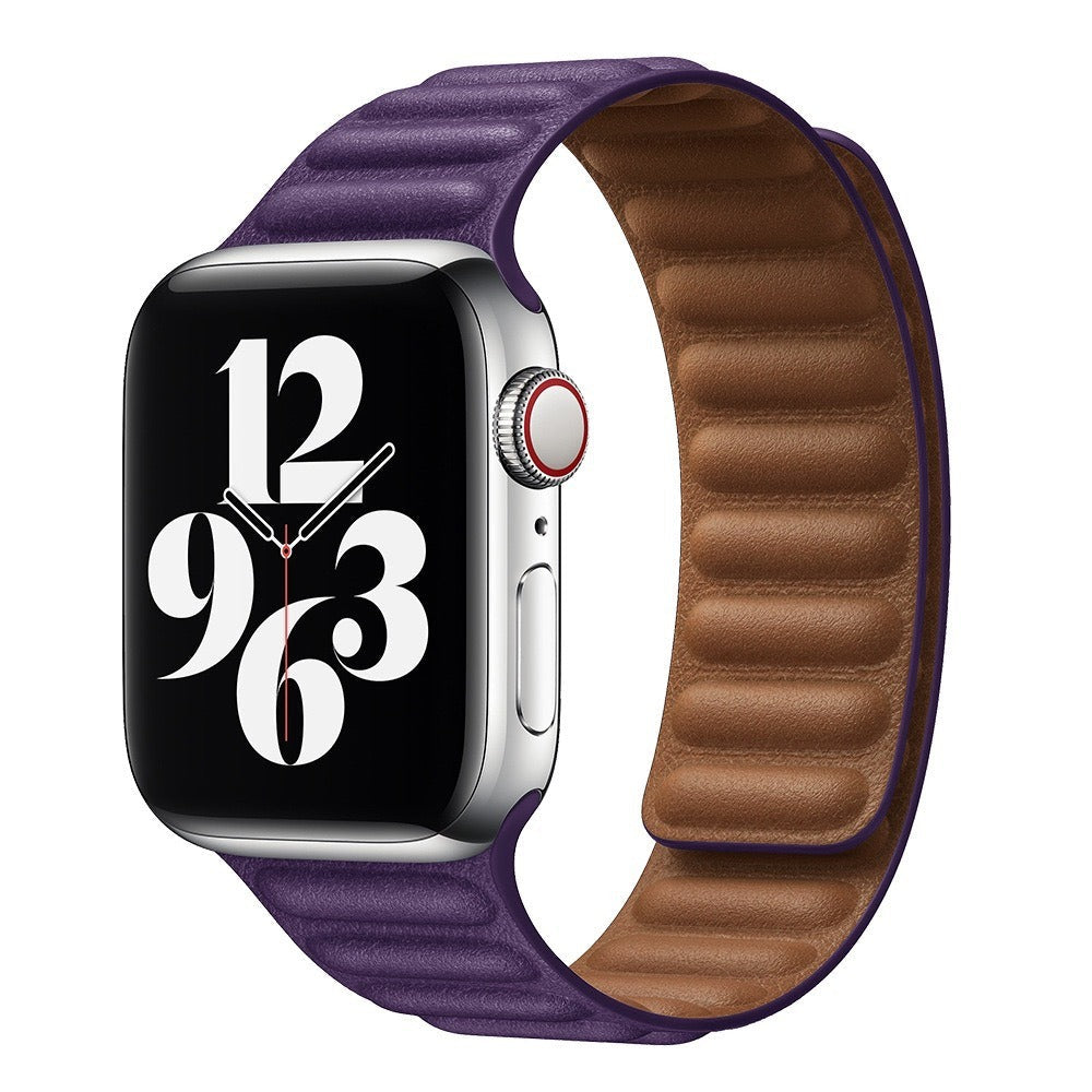Suitable For iwatch8 Watchband S7 SE 6/5/43 Magnetic Suction New Leather Loopback Chain Apple Watch Wristband