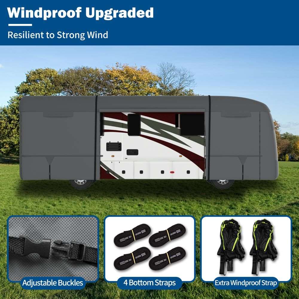 Umbrauto Class A RV Cover Upgraded Heavy Duty 7 Layers Top Windproof Breathable Class A Motorhome Camper Cover,Grey