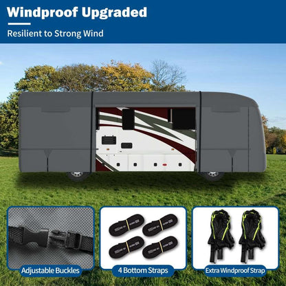Umbrauto Class A RV Cover Upgraded Heavy Duty 7 Layers Top Windproof Breathable Class A Motorhome Camper Cover,Grey
