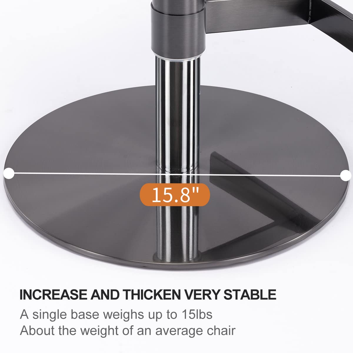 Modern leather bar chair with black titanium stainless steel backrest, adjustable height by rotation (1 piece in brown)