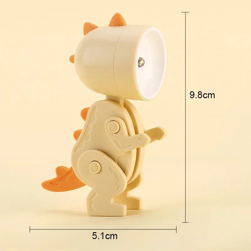 Mini Dinosaur Night Light Battery Magnetic Folding Nights Lamp Bedroom Bedside Table Ornaments Children's Toys LED Night Lights