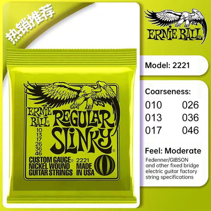 6 sets of Ernie Ball Slinky guitar strings (models 2003, 2215, 2223, 2221, nickel - wound) for electric & acoustic guitars