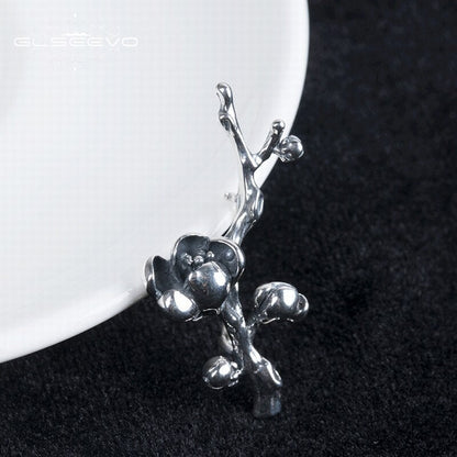 GLSEEVO Vintage Magnolia Brooches For Women Gift 925 Sterling Silver Luxury Brooch Broche Plata De Ley 925 Fine Jewellery