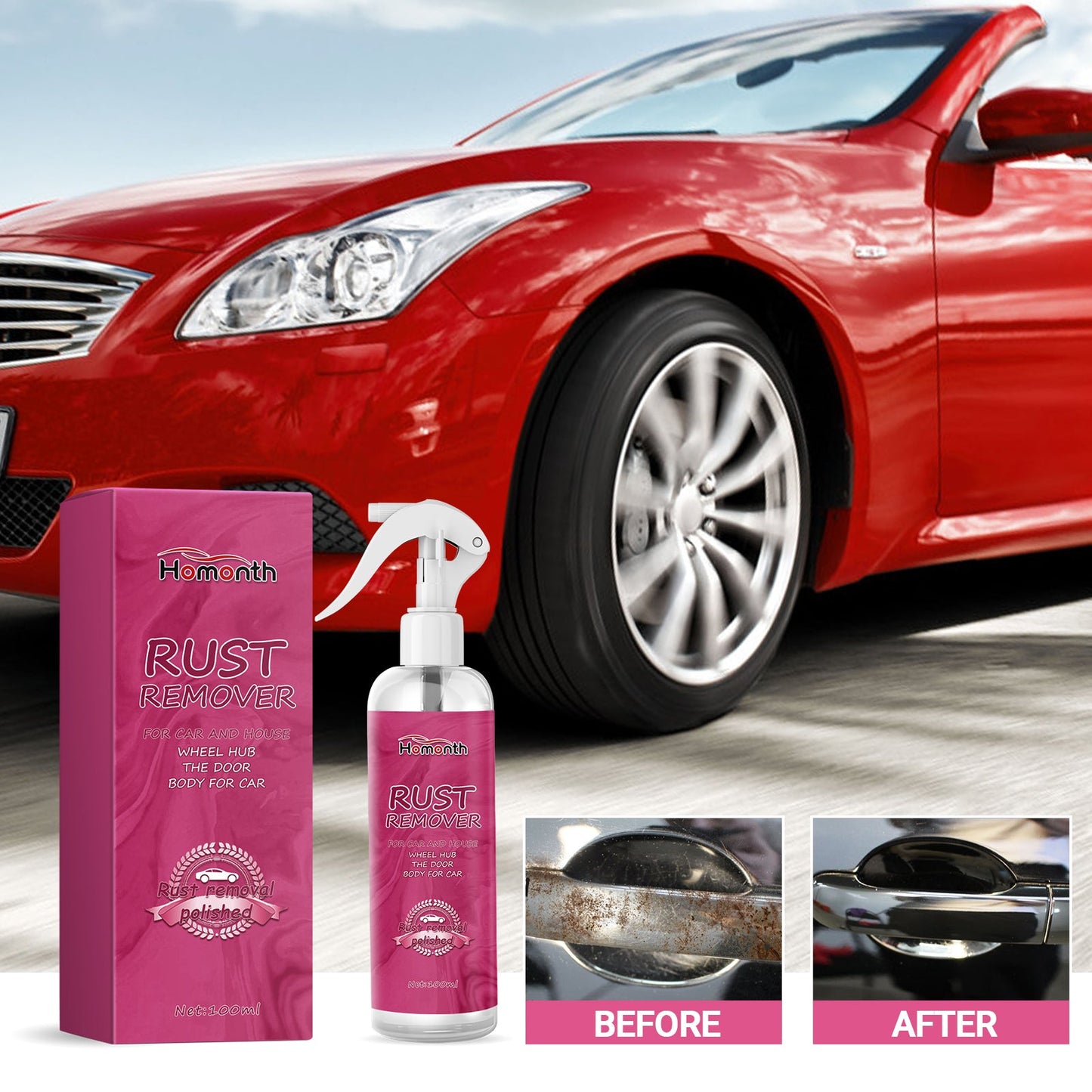 Auto Rust Remover Auto Wheel Hub Handlebar Parts Rust Cleaning And Decontamination Multi-Function Rust Remover