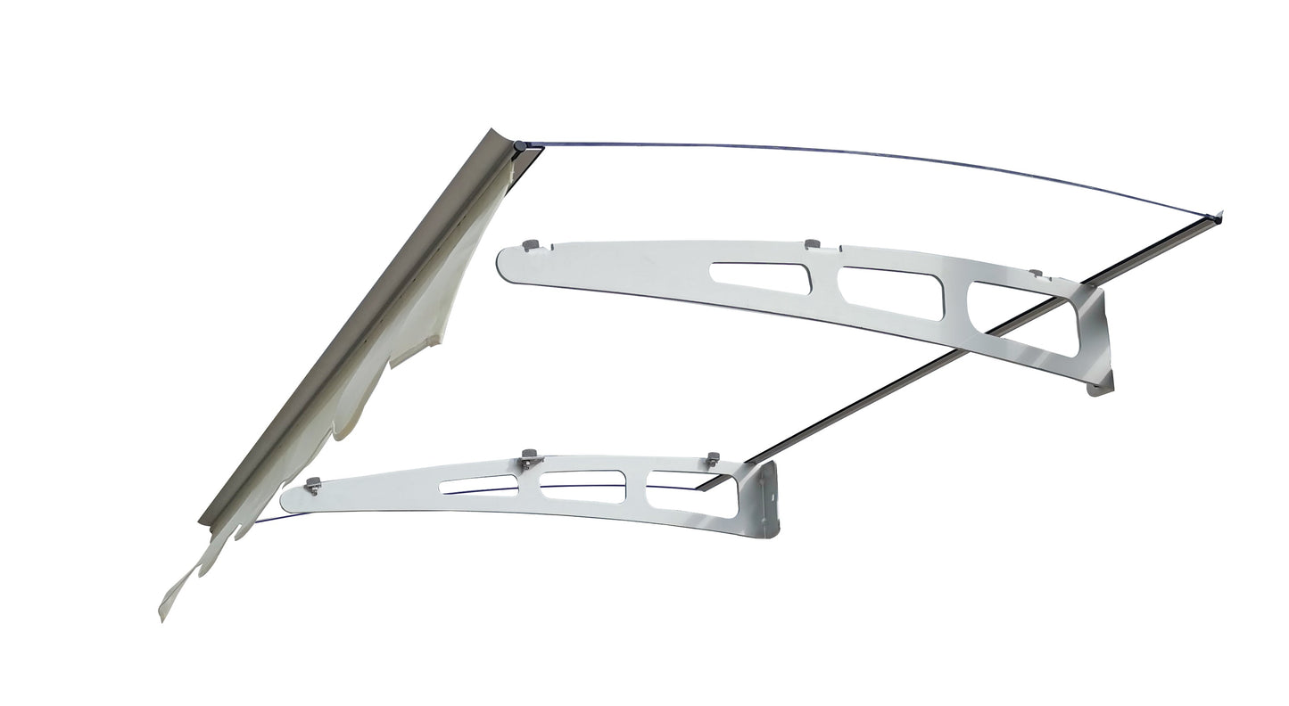 GarLUGH DA4734W Series Door Window Awning Made of 0.137 Inch Thick Crystal Solid Polycarbonate Sheet in size of 47" Wide x 34"