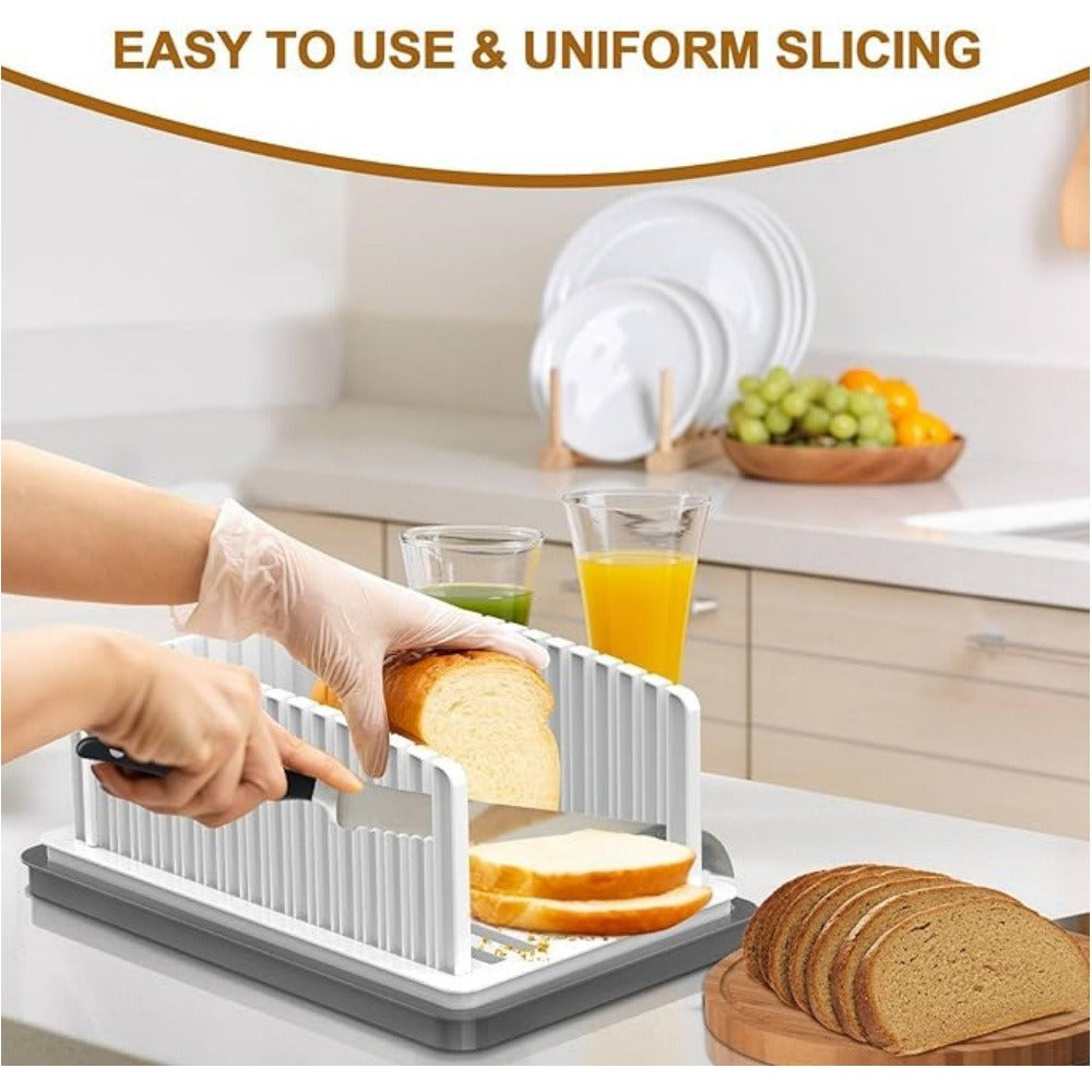 New detachable bread cutting tray Multifunctional foldable bread slicer with tray