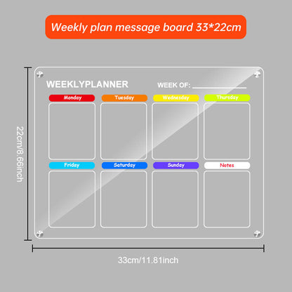 Acrylic message board magnetic refrigerator sticker household erasable calendar transparent note display board