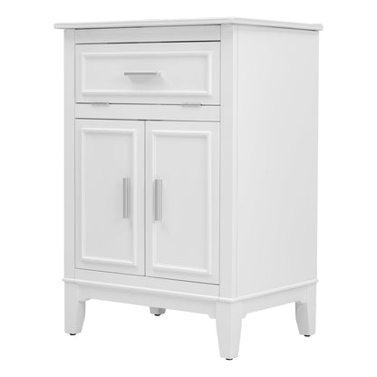 24" Bathroom Vanity with Sink, Bathroom Vanity Cabinet with One Flip Drawer and Doors, Solid Wood and MDF, White