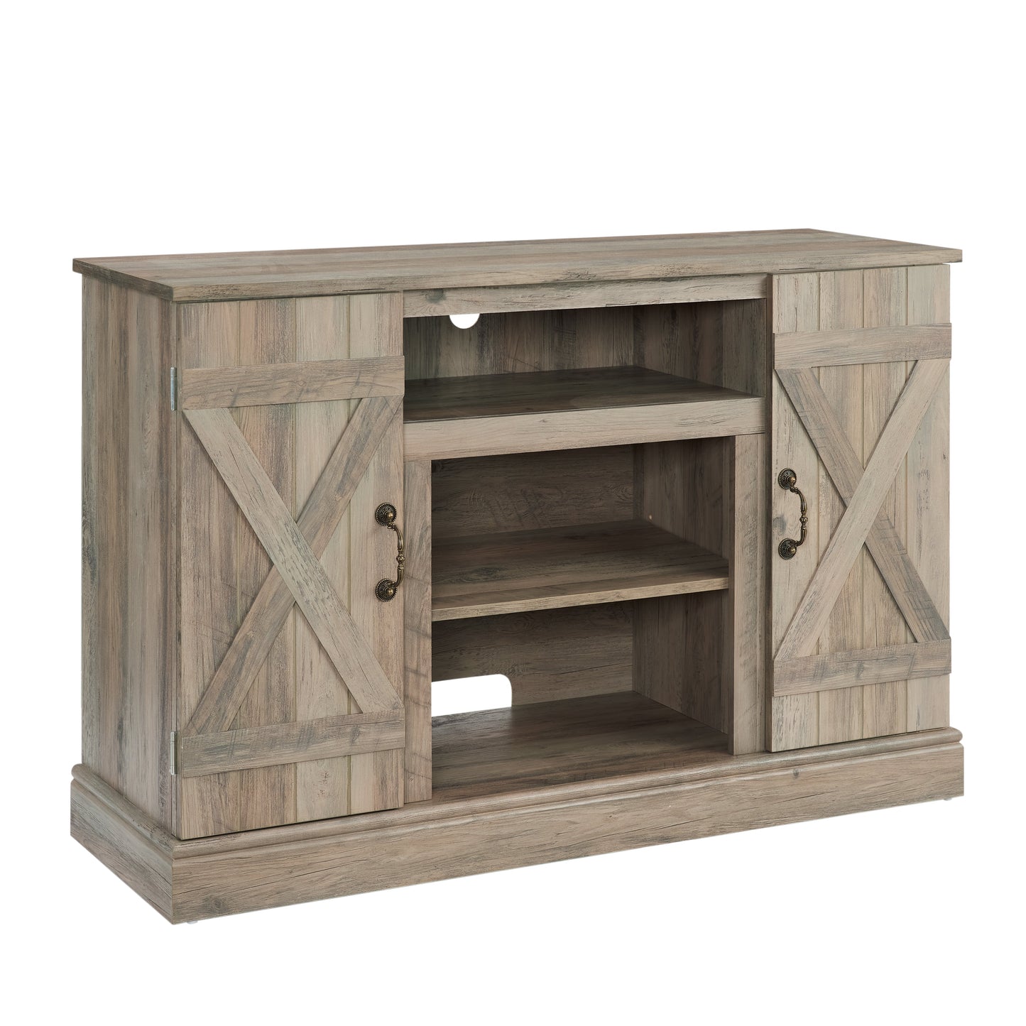Farmhouse Classic Media TV Stand Antique Entertainment Console for TV up to 50" with Open and Closed Storage Space