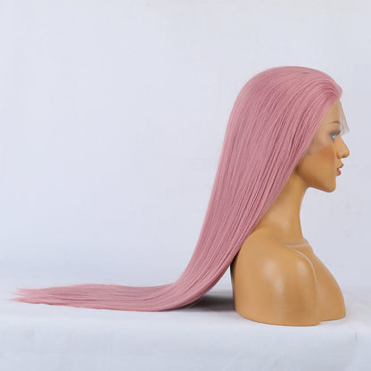 Synthetic Lace Wig Deep Part Long Straight Wig Ombre Pink Cosplay Wigs Synthetic Lace Wigs For Women