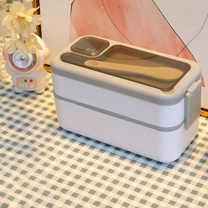 Japanese style microwaveable double layer compartment sealed lunch box