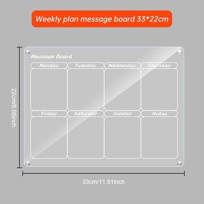 Acrylic message board magnetic refrigerator sticker household erasable calendar transparent note display board