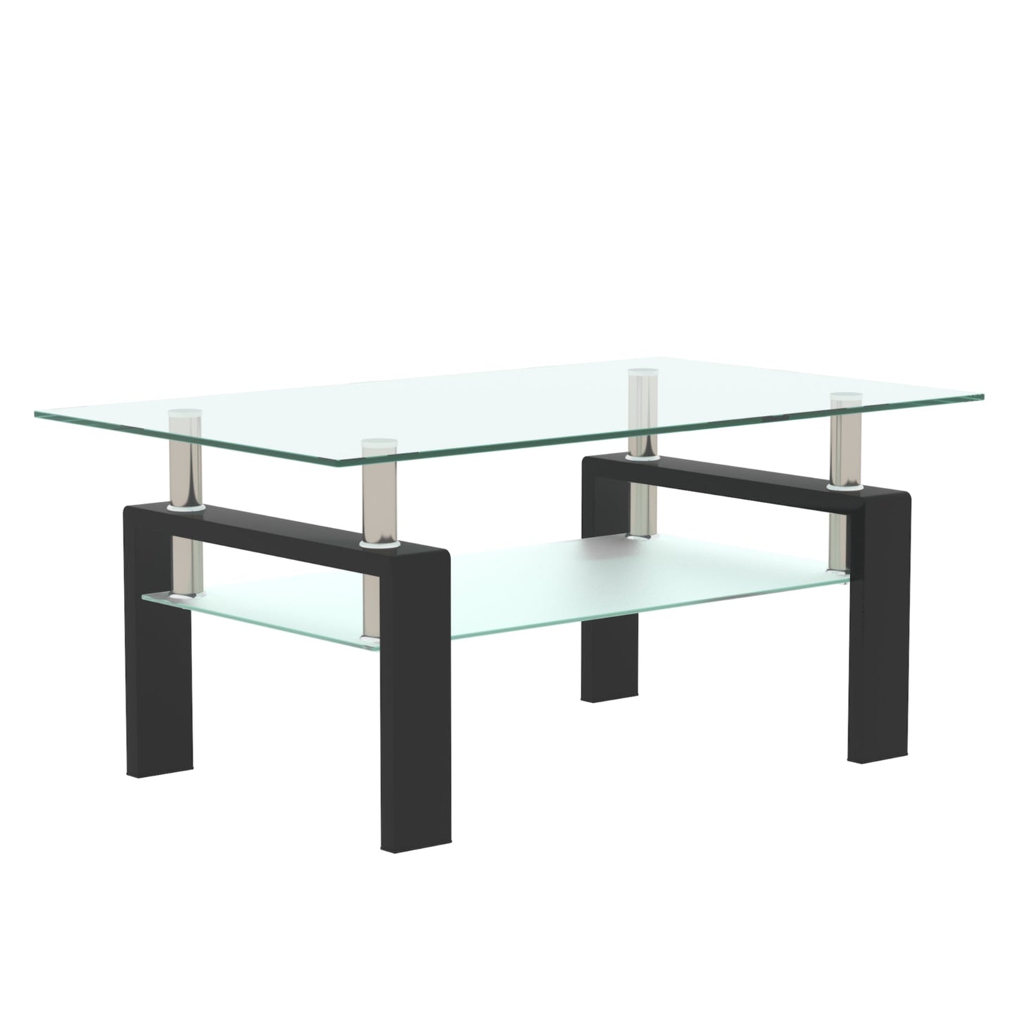 Rectangle Black Glass Coffee Table Clear Coffee Table Modern Side Center Tables for Living Room Living Room Furniture