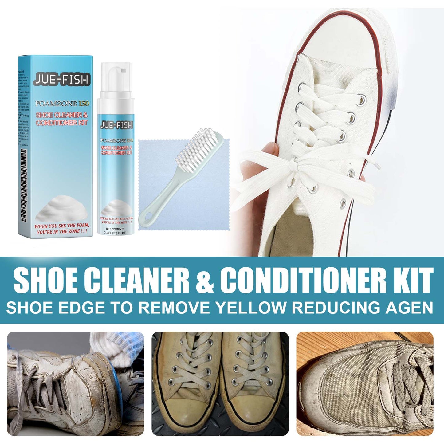Shoe Cleaning Care Set Small White Shoes Yellow Edge Stain Cleaning White Portable Whitening Agent