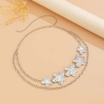 Punk exaggerated big heart metal style body chain sexy starfish waist chain