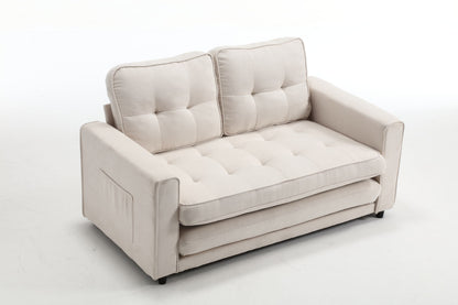 3 Fold Sofa Convertible Futon Couch sleeper sofabed Space saving loveseat Dark Gray & Light Gray & Beige