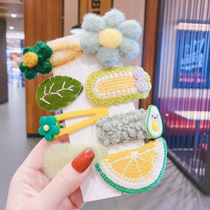 Milk Coffee Color Children's Plush Hairpin Net Red Bangs Side Hair Clip Autumn And Winter Lovely Japanese Clip