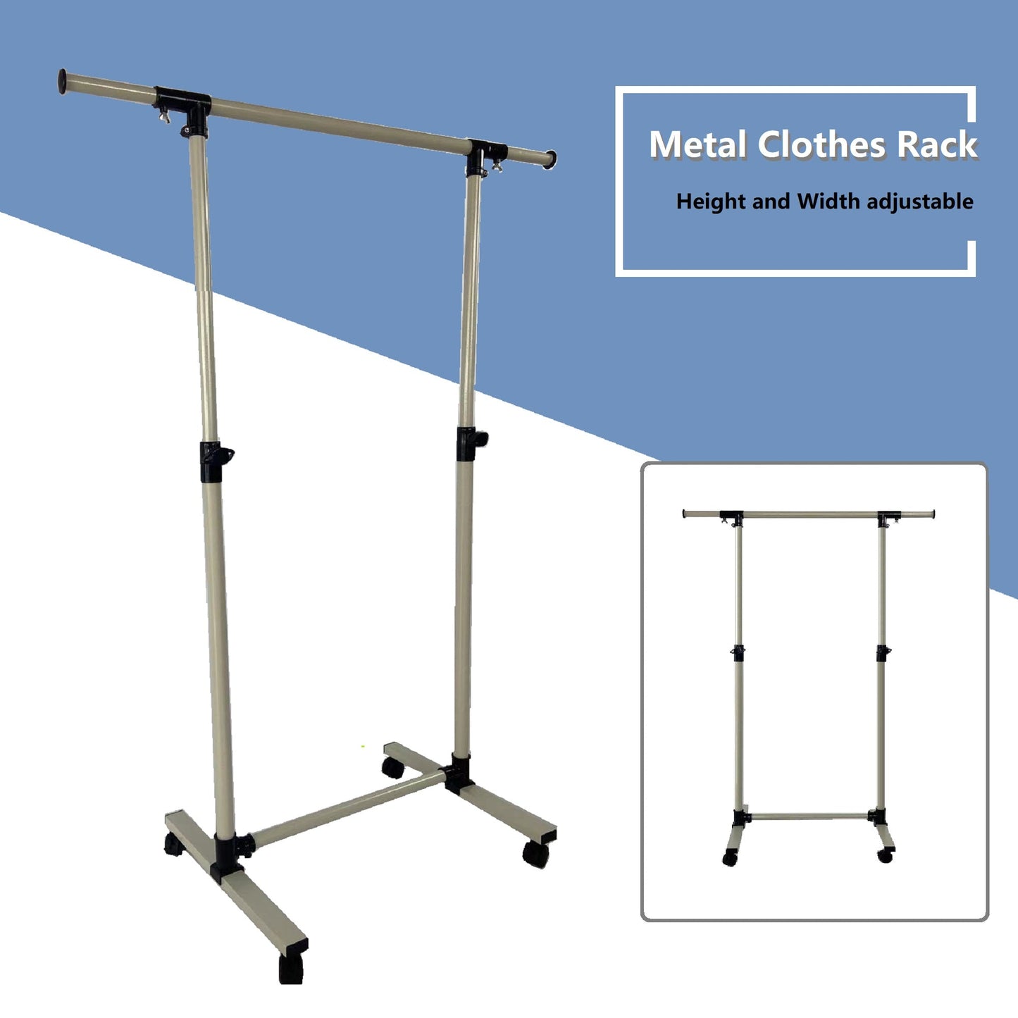 Short hanger, used for hanging heavy-duty rolling hangers with bottom racks and wheels for clothes