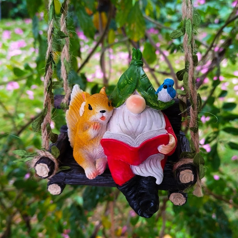 Outdoor Squirrel Elf Reading Hanger