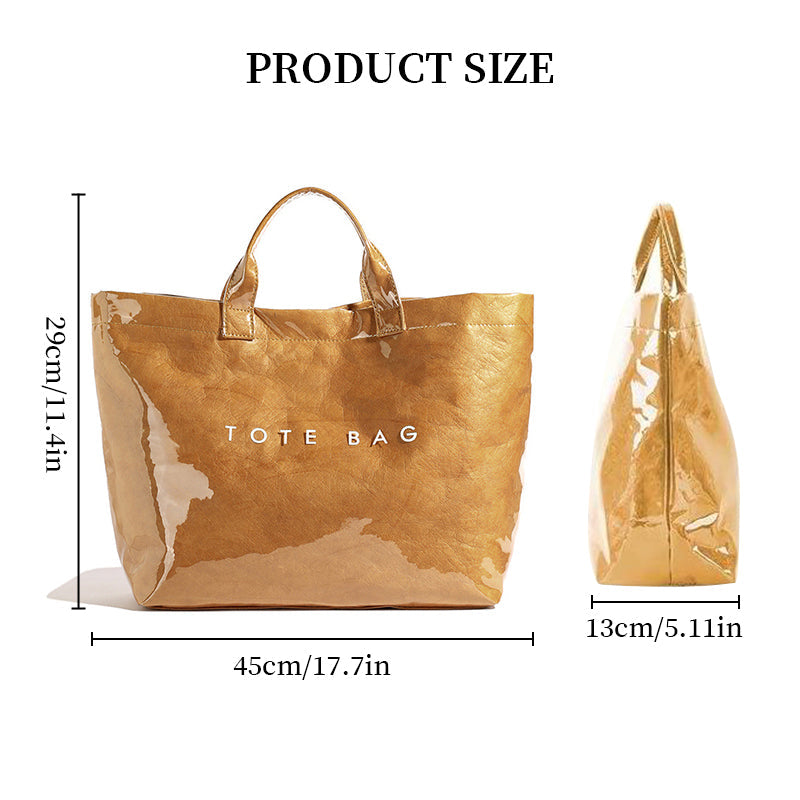 Vintage PVC tote with DuPont lettering. Simple, transparent, large - capacity handbag for commuting women.