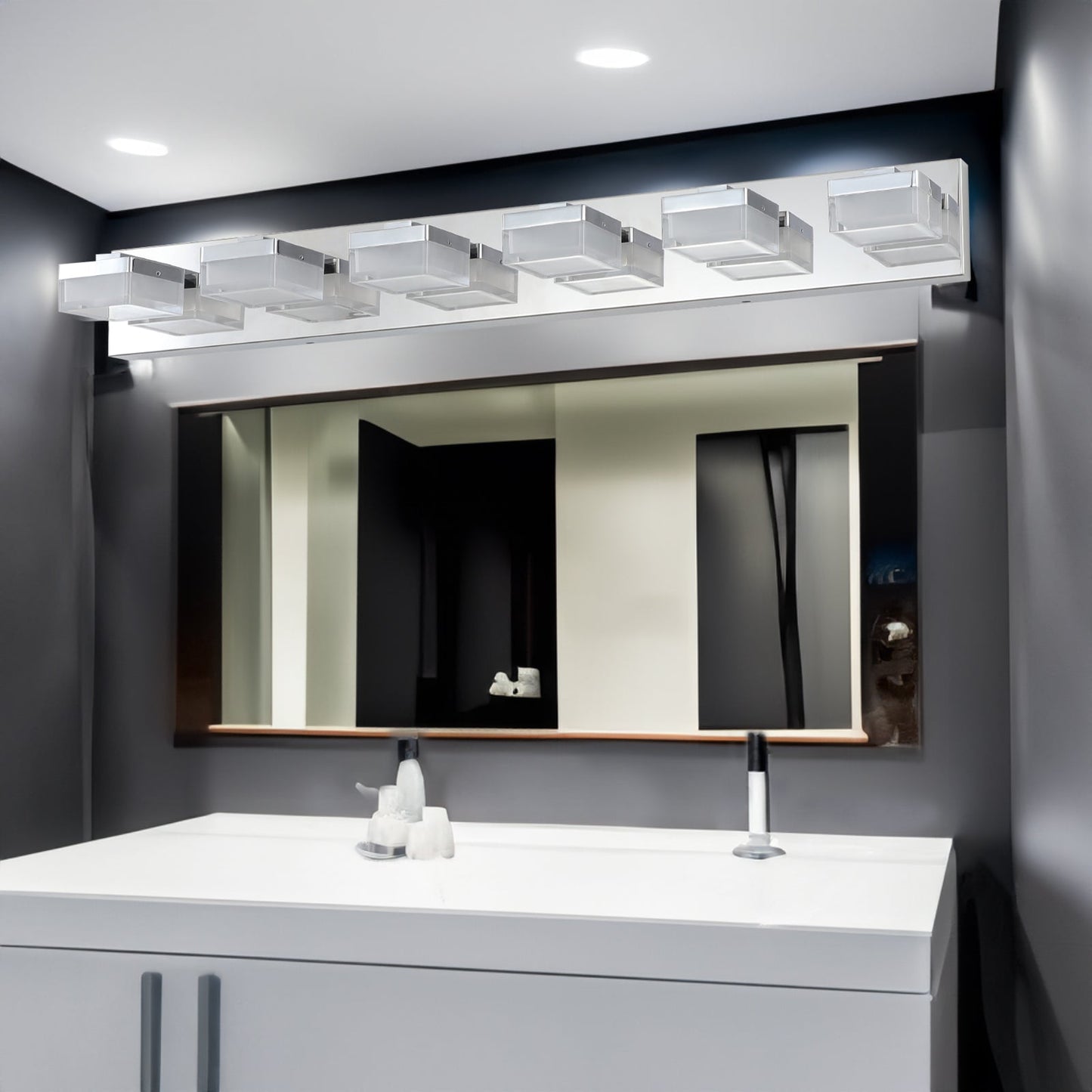 Modern 6-Light Chrome LED Vanity Mirror Light Fixture For Bathrooms And Makeup Tables