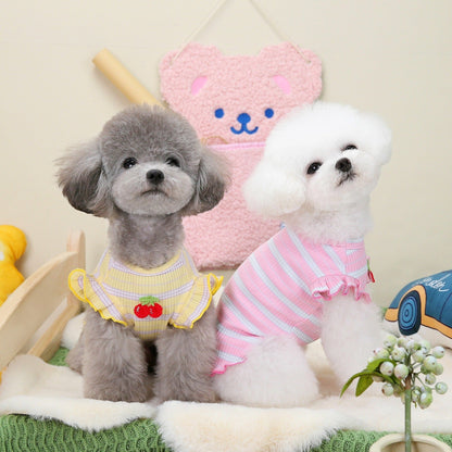 Spring/Summer Dog Clothing Little Cherry Flying Sleeves Tank Top