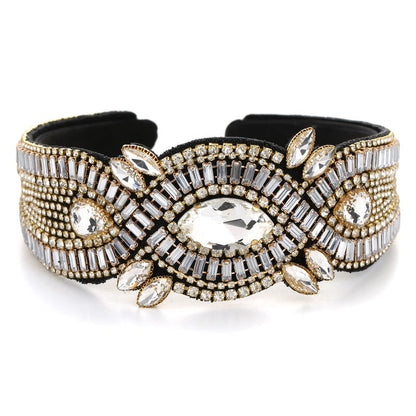 Fashionable Super Flash Claw Chain Colorful Water Diamond Hair Hoop Cross Head Hoop Female