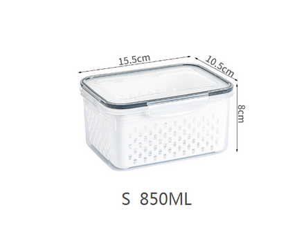 Kitchen food sealed preservation box fruit and vegetable drainage plastic storage box with lid