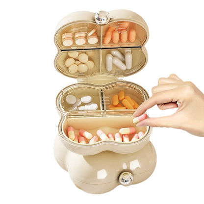 Moisture-proof and dust-proof portable large-capacity compartment storage box for 7 days of medicine
