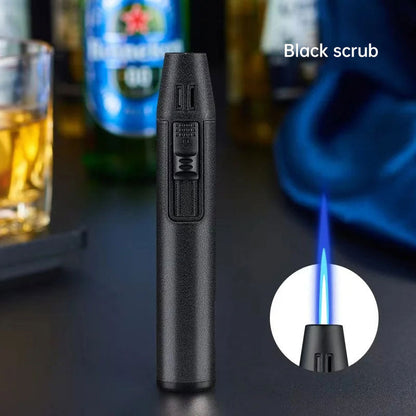 Pen Metal Lighter Mini Spray Gun Inflatable Windproof Butane Gas Lighter Adjustable Straight Shot Blue Flame Cigarette Tools
