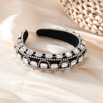 Retro Baroque colored glass drill sponge hair hoop