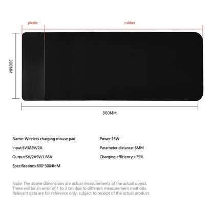 15W wireless charging mouse pad extra large fast charging computer gaming keyboard pad wireless charging rubber mouse pad