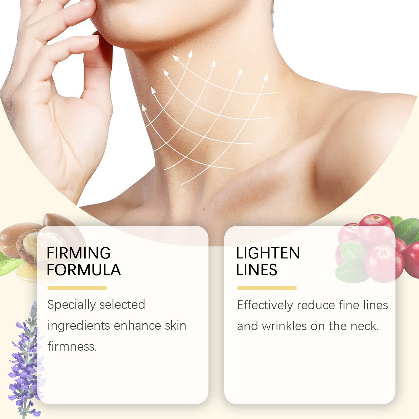Firming And Whitening Neck Creme Reduces Neck Lines, Moisturizes And Tender Neck Skin