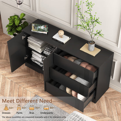 Modern kitchen buffet lockers with storage space, drawers and doors, and a large coffee bar with adjustable kitchen shelves
