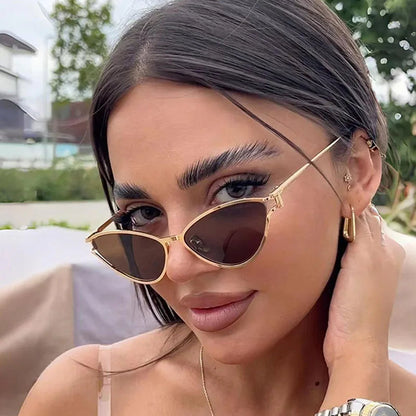 Cat Eye Sunglasses Women Trendy Vintage Vacation Designer Luxury Glasses Lentes De Sol Mujer Lunette Soleil Femme Vasos