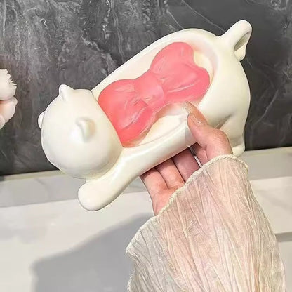 Cat soap box bathroom products bathroom accessories soap dish soap box cute pet cat drainage basket anti slip