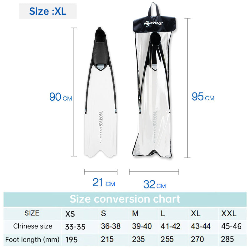 Professional Freediving Long Fins for Spearfishing, Diving, Snorkeling – PP+TPR, Anti - Skid