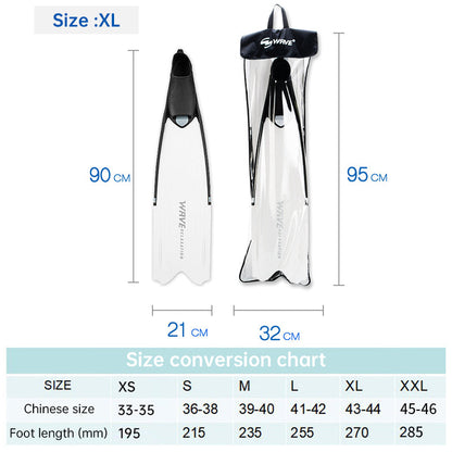 Professional Freediving Long Fins for Spearfishing, Diving, Snorkeling – PP+TPR, Anti - Skid