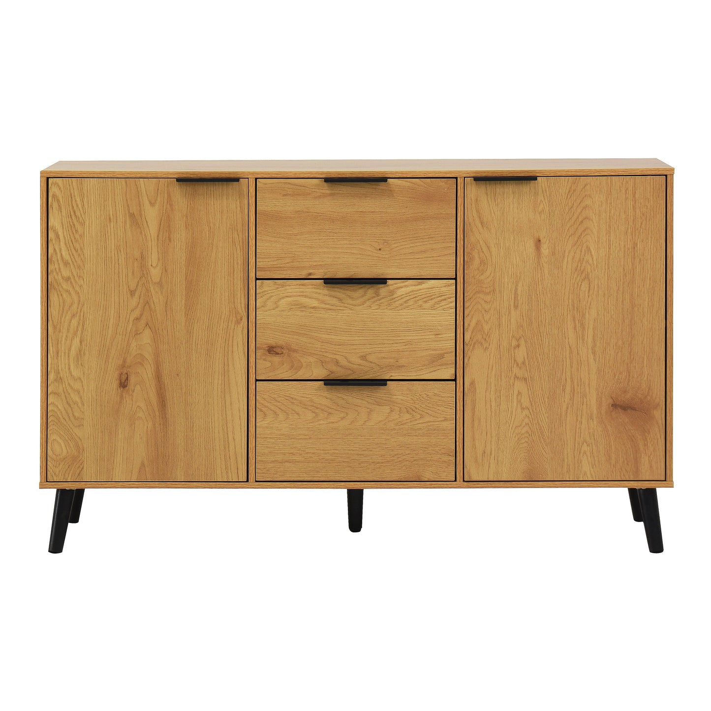 Side panel buffet cabinet with storage room, 47.2 "natural wood color kitchen cabinet with 3 drawers and 2 doors