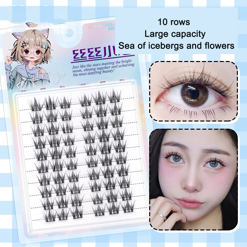 Sunflower Comics Pure Desire Eyelash Simulation Natural Thickening Large Segmented Trilogy False Eyelash Laziness