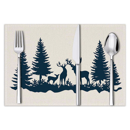 Christmas placemat reindeer print decoration insulation mat kitchen dining table coaster